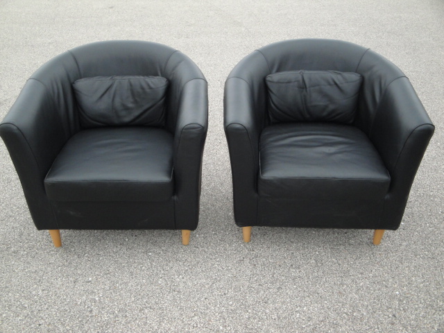 ikea black leather lounge chair